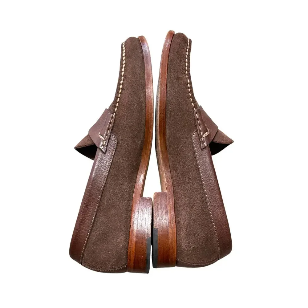 Johnston & Murphy Danbury Skeepskin Suede Penny Loafers Men's Sz 8.5 Brown